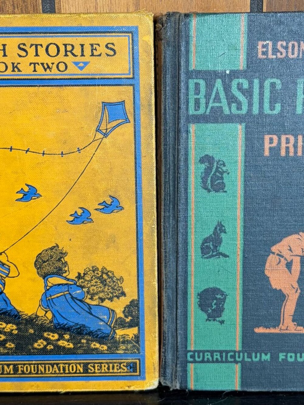 Lot of 2 Curriculum Foundation Series Basic Readers (1936) Health Stories (1934)